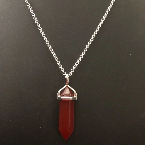 COPY - COPY - Genuine Carnelian Point Crystal Pendant w/Chain - Picture 3 of 6